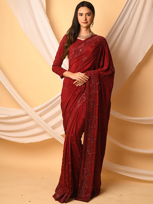 Maroon Saree