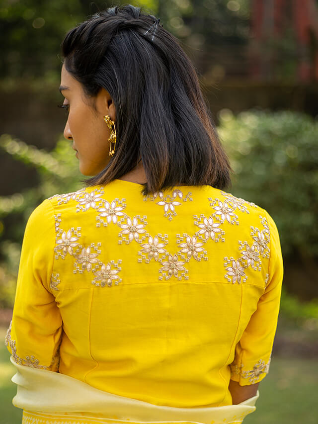 Yellow Gota Patti Kurti Set