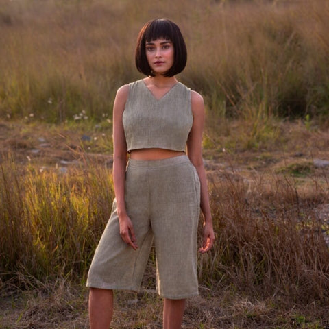 Backless Crop Top With Culottes