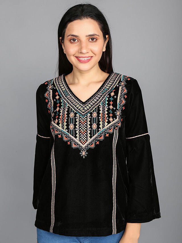 Full Sleeved Velvet Blouse