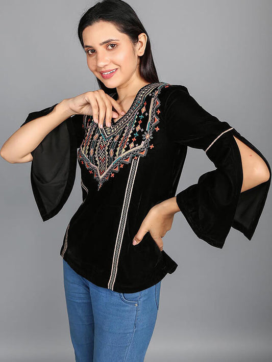 Full Sleeved Velvet Blouse