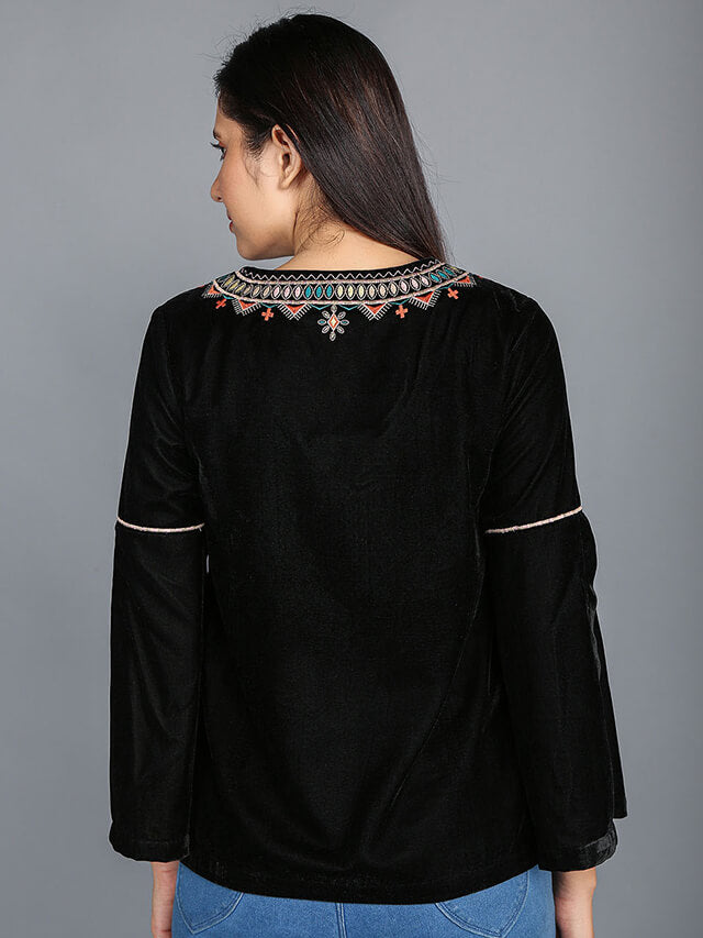 Full Sleeved Velvet Blouse