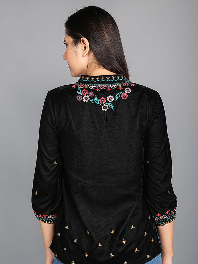 Neckline Velvet Blouse