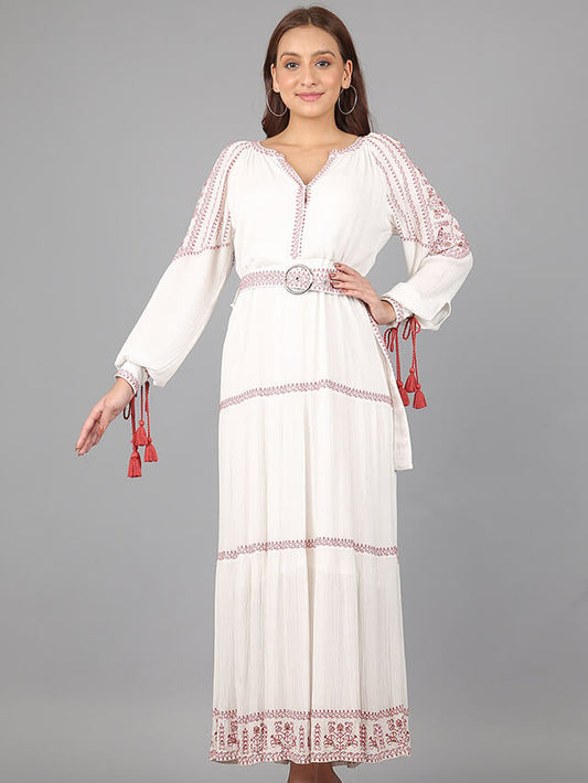 Long sleeved tiered maxi dress