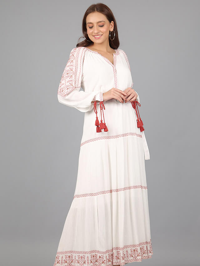 Long sleeved tiered maxi dress