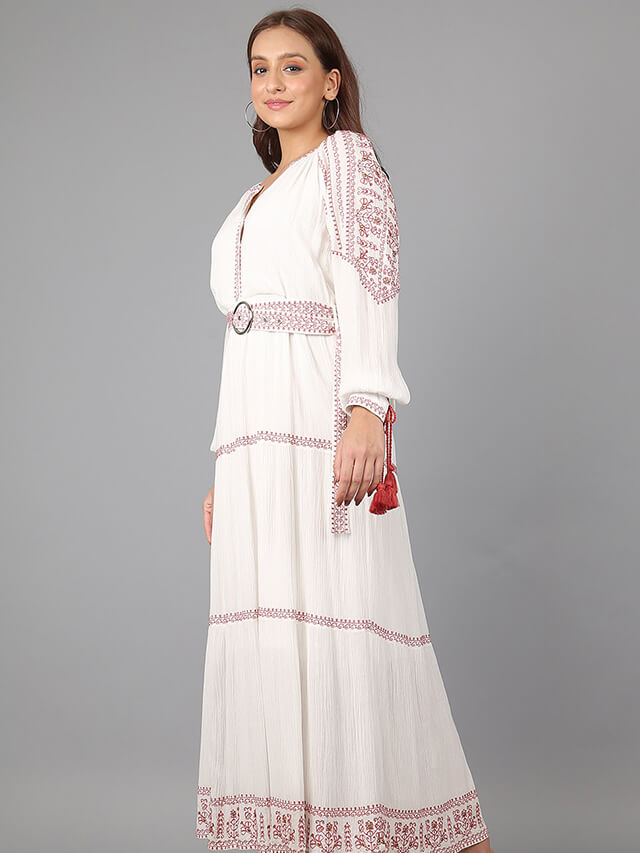 Long sleeved tiered maxi dress