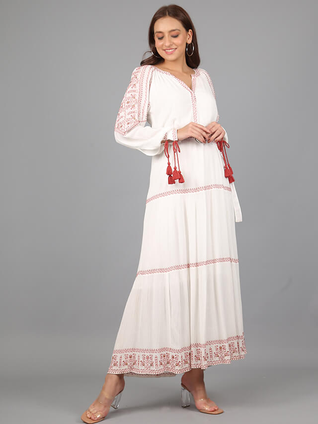 Long sleeved tiered maxi dress