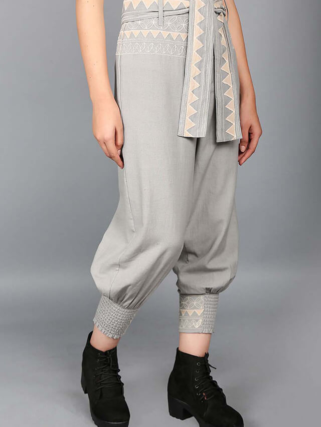 Patchwork embroidered pants