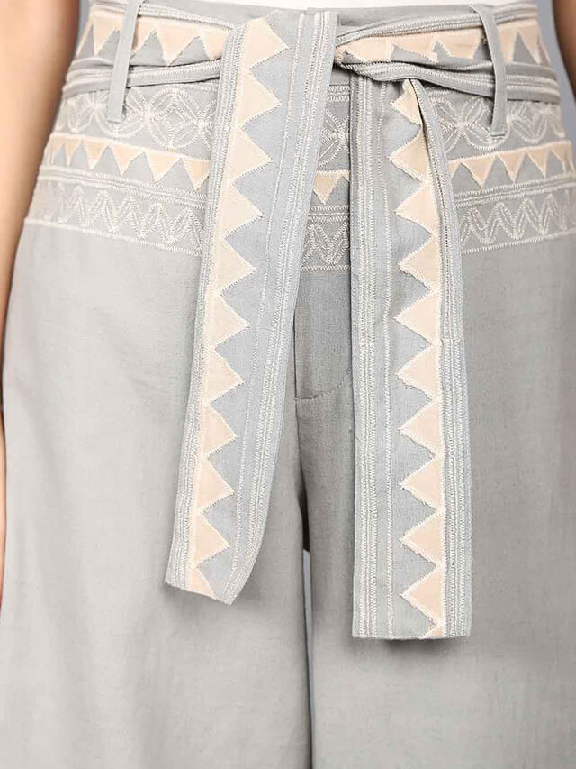 Patchwork embroidered pants