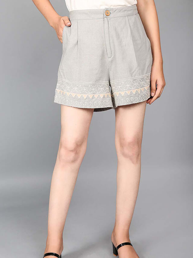 Patchwork embroidered shorts