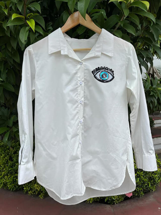 Shirt With Evil Eye Patch Work