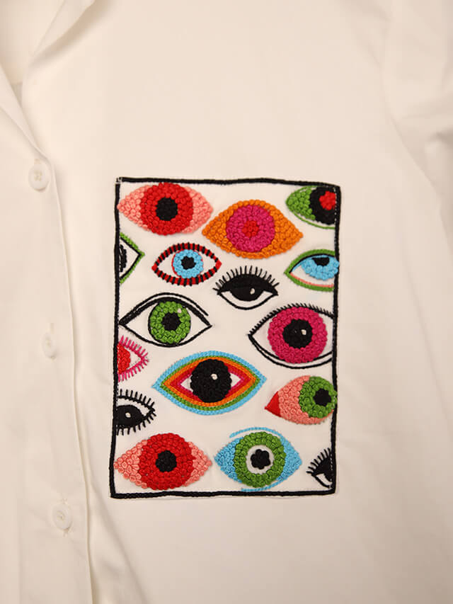 Shirt With Thread Embroidered Pocket