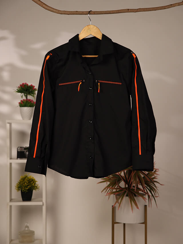 Shirt With Orange Zip Detailing