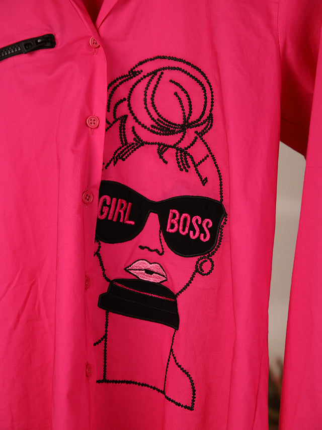 Shirt With Boss Girl Embroidery