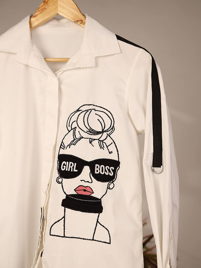 Shirt With Boss Girl Embroidery