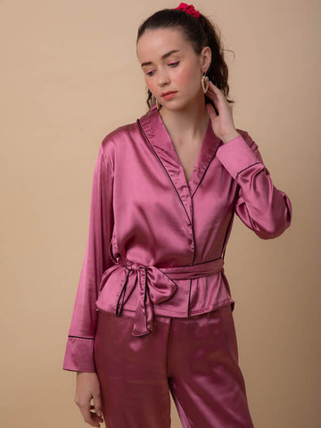 Coco Dusky Pink Satin Robe Set