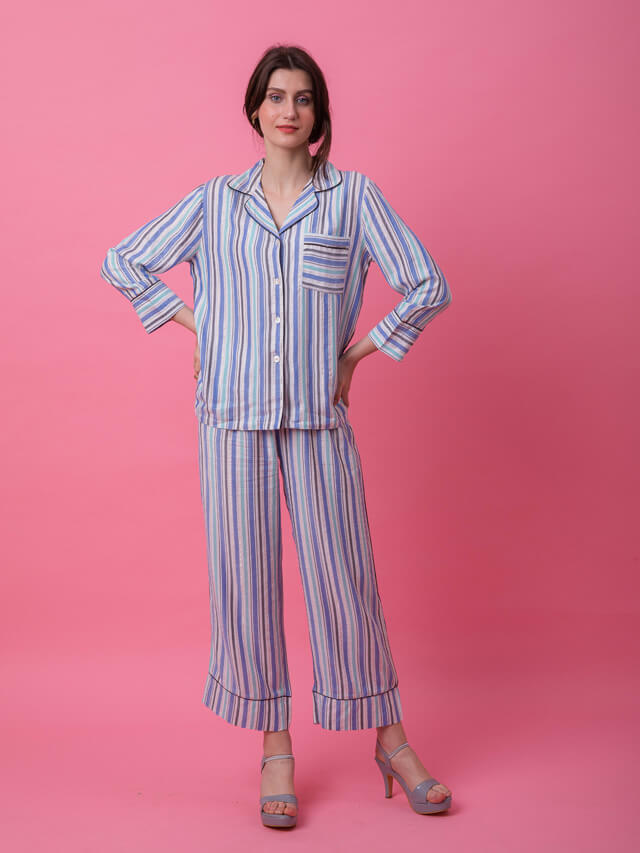 Multi blue stripe set