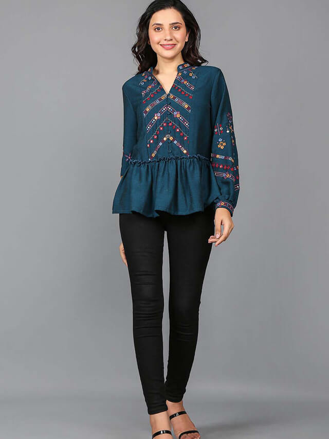 Earthy tone top for semi-formal gatherings