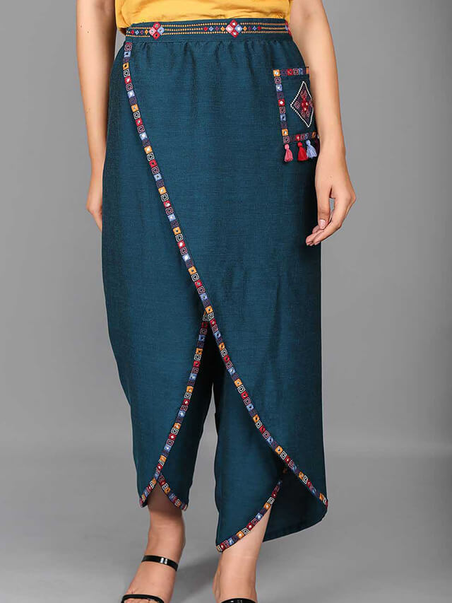 Fashionably bohemian overlap flap pants