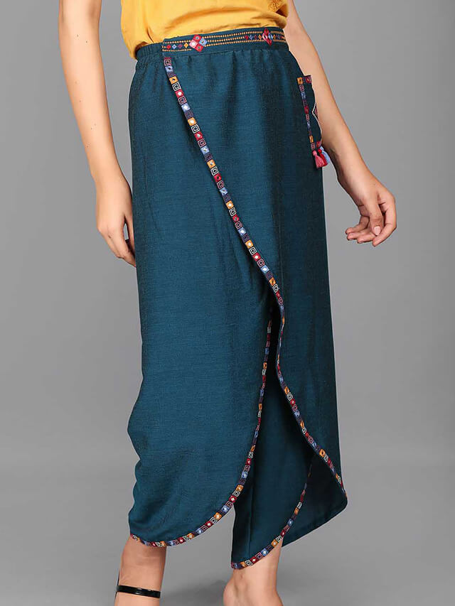 Fashionably bohemian overlap flap pants