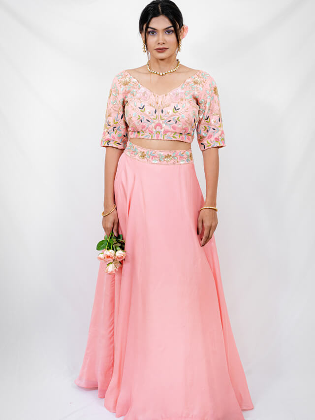 Peach croptop and lehenga