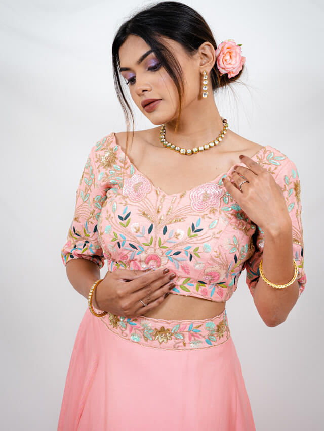 Peach croptop and lehenga