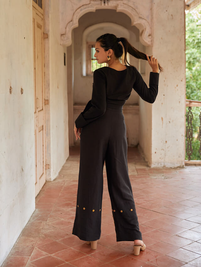 Perched black jumpsuit