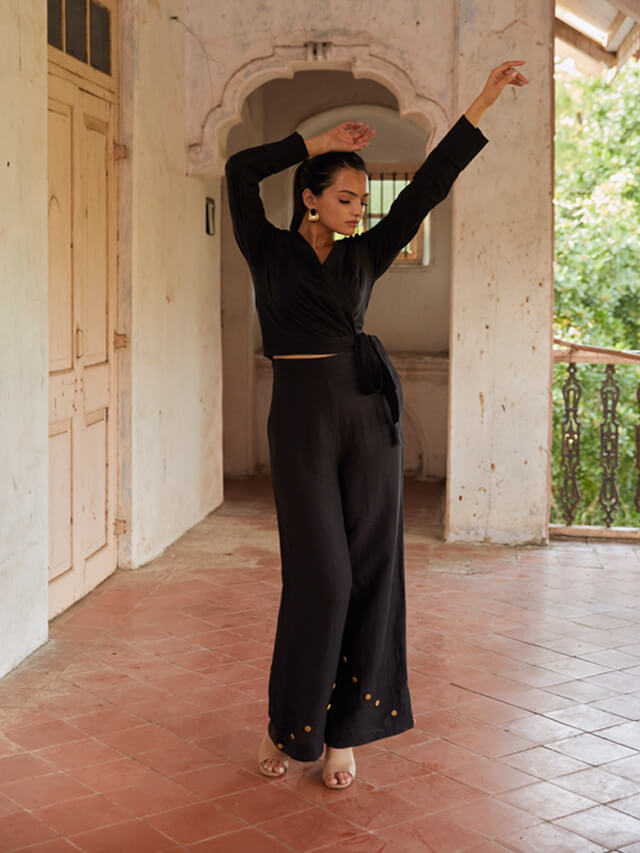 Perched black jumpsuit