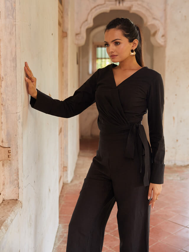 Perched black jumpsuit