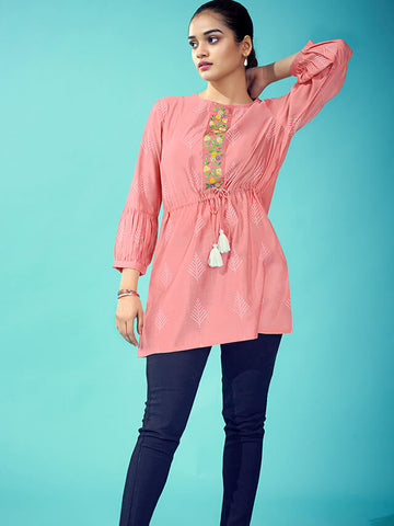 Blush pink chanderi top