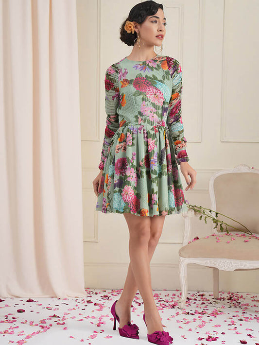 Shirley floral ruched dress