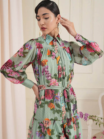 Aisha floral shirt dress