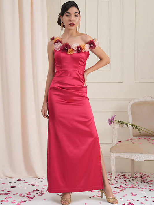 Marylin crimson embellished gown