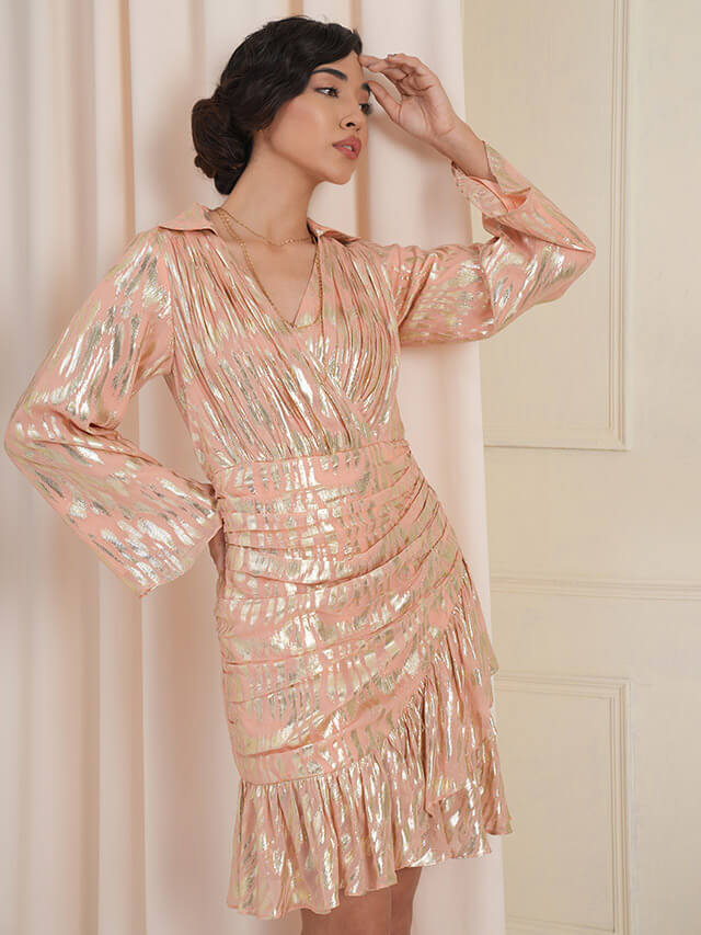 Eva jacquard wrap dress