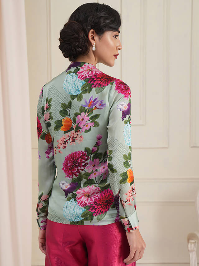 Esther floral pleated blouson