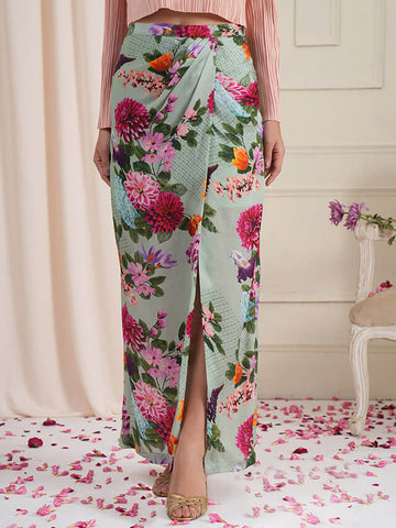 Freida floral drape skirt