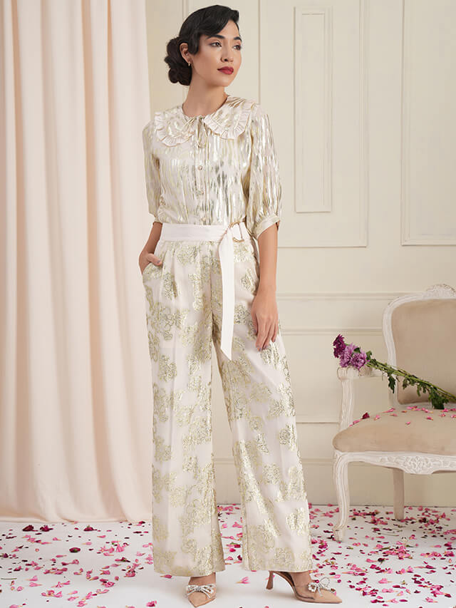 Ecru jacquard co-ord set