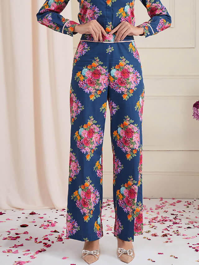 Clyde diamond floral parallel trousers