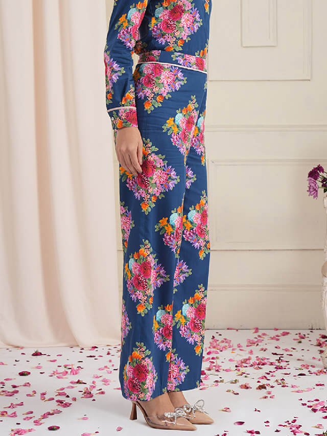 Clyde diamond floral parallel trousers