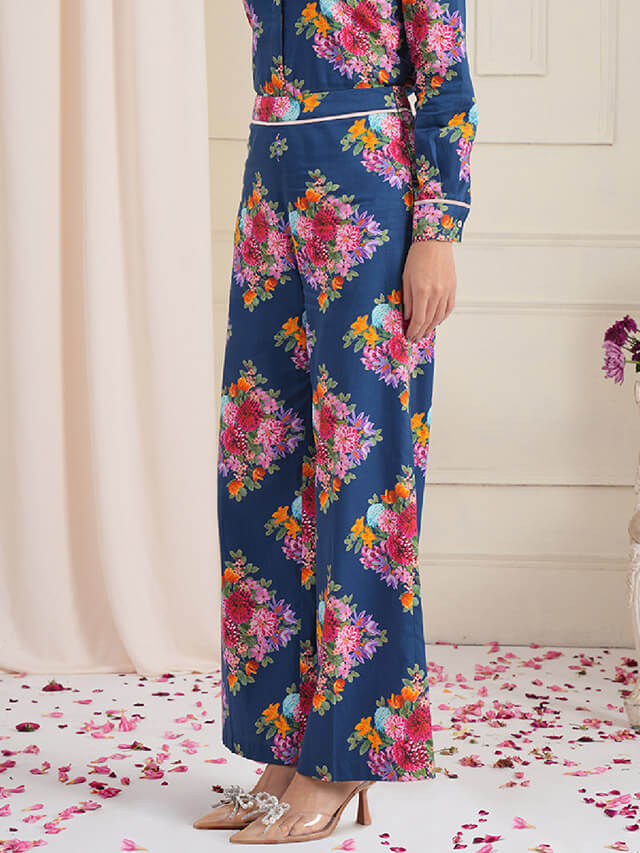 Clyde diamond floral parallel trousers