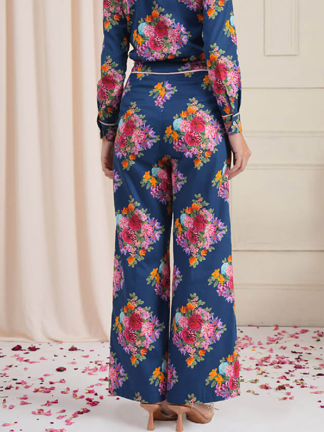 Clyde diamond floral parallel trousers