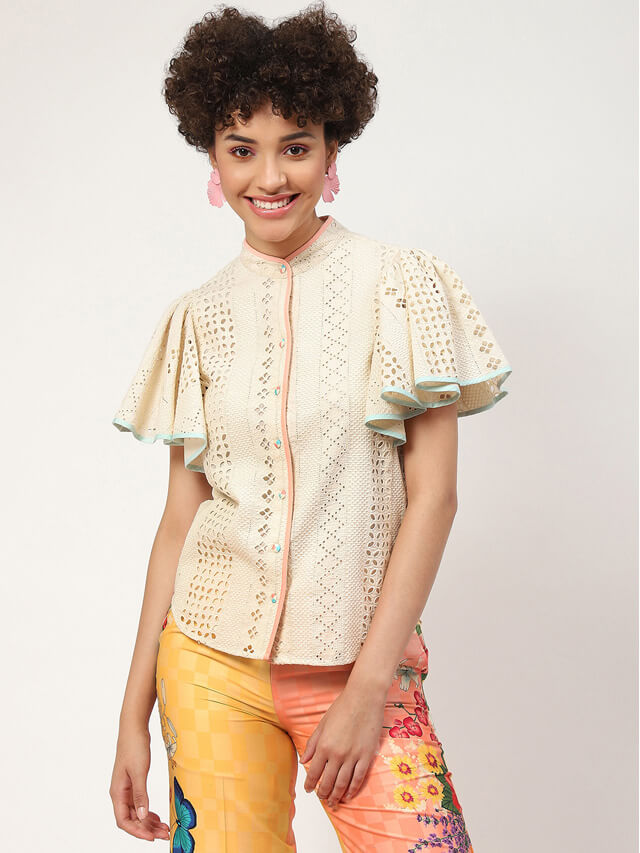 Greta schiffli embroidered shirt