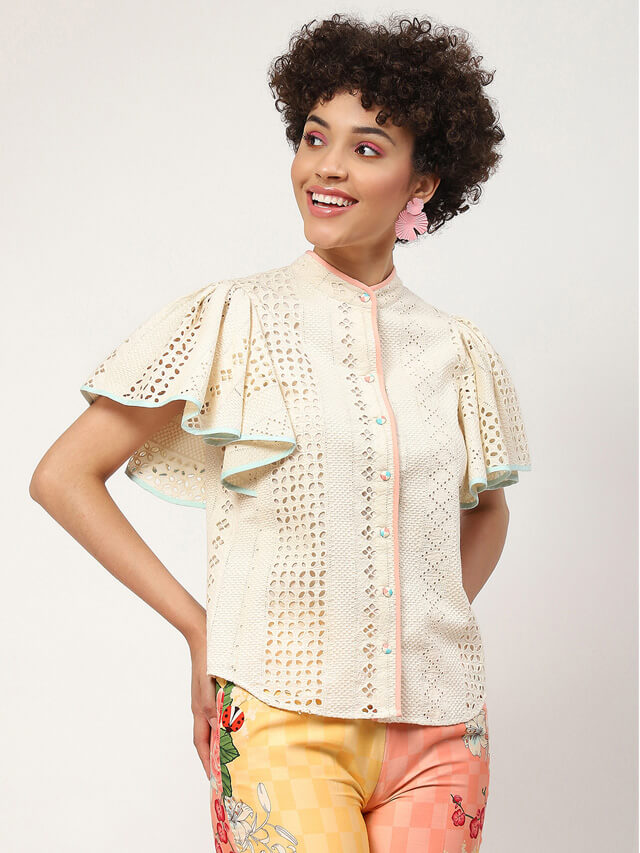 Greta schiffli embroidered shirt