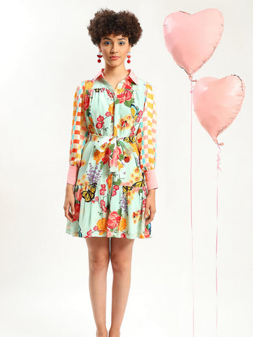 Aisha floral paradise shirt dress