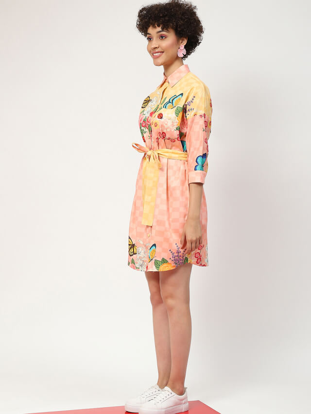 Gia floral meadow shirt dress