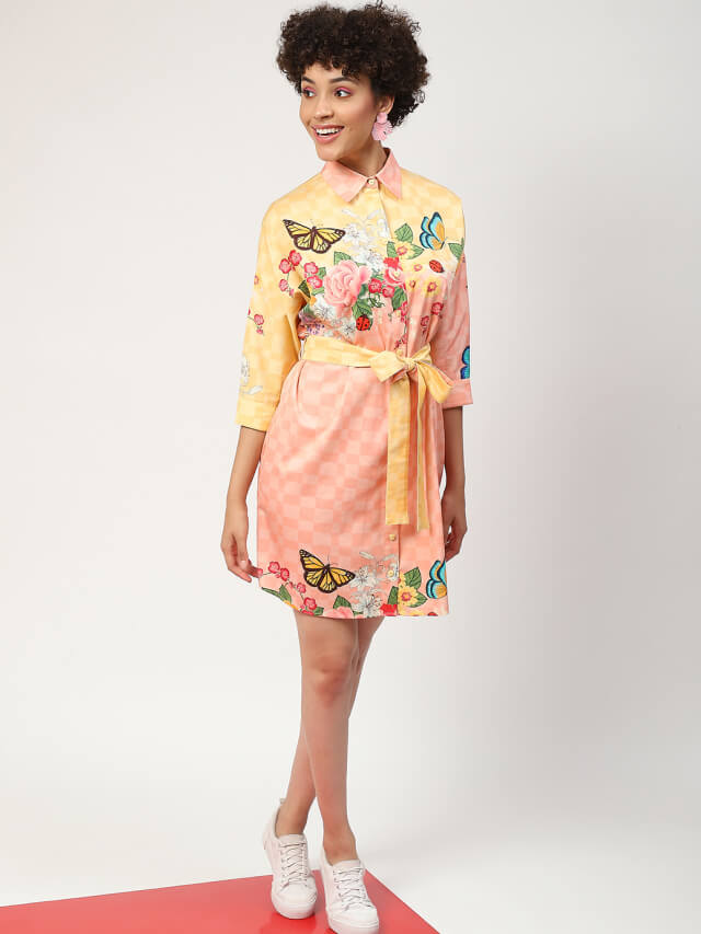 Gia floral meadow shirt dress