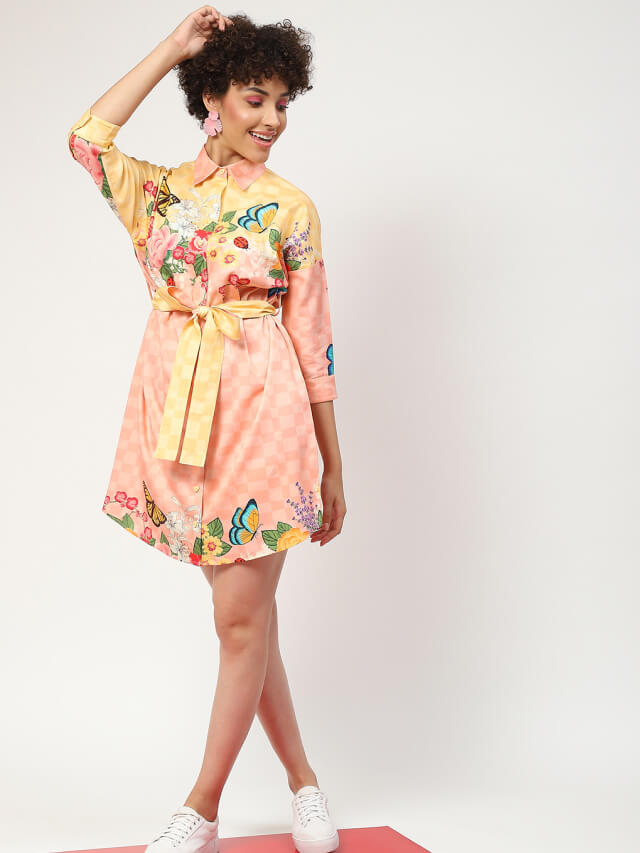 Gia floral meadow shirt dress