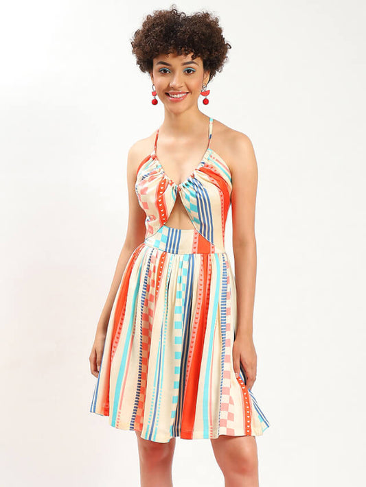 Susana candy stripe halter dress