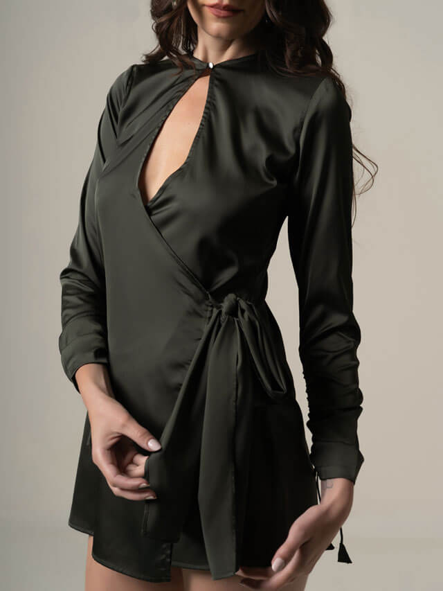 Satin Wrap Dress