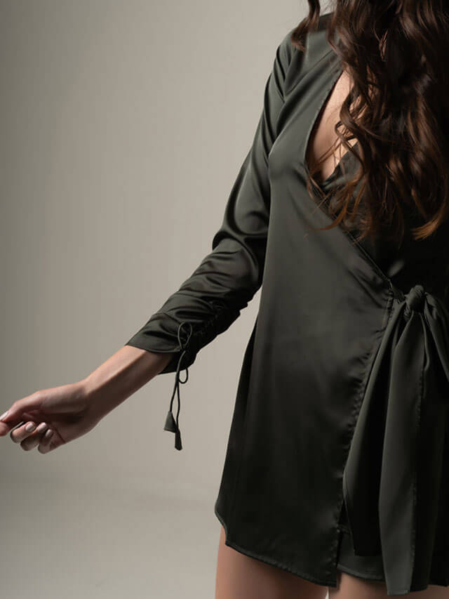 Satin Wrap Dress